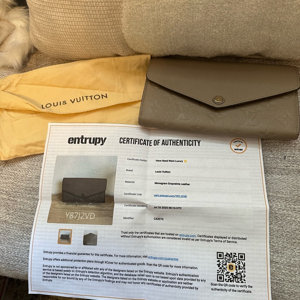 Louis Vuitton Taupe Leather Envelope Wallet